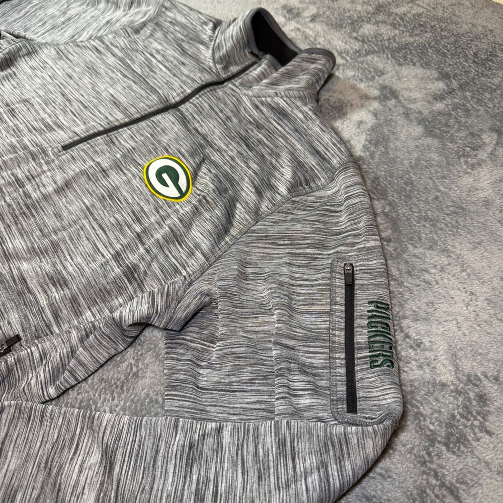 NFL Green Bay Packers Mens XL Quarter Zip Pullover Grey Space Dye Fleece Jacket - Picture 3 of 8